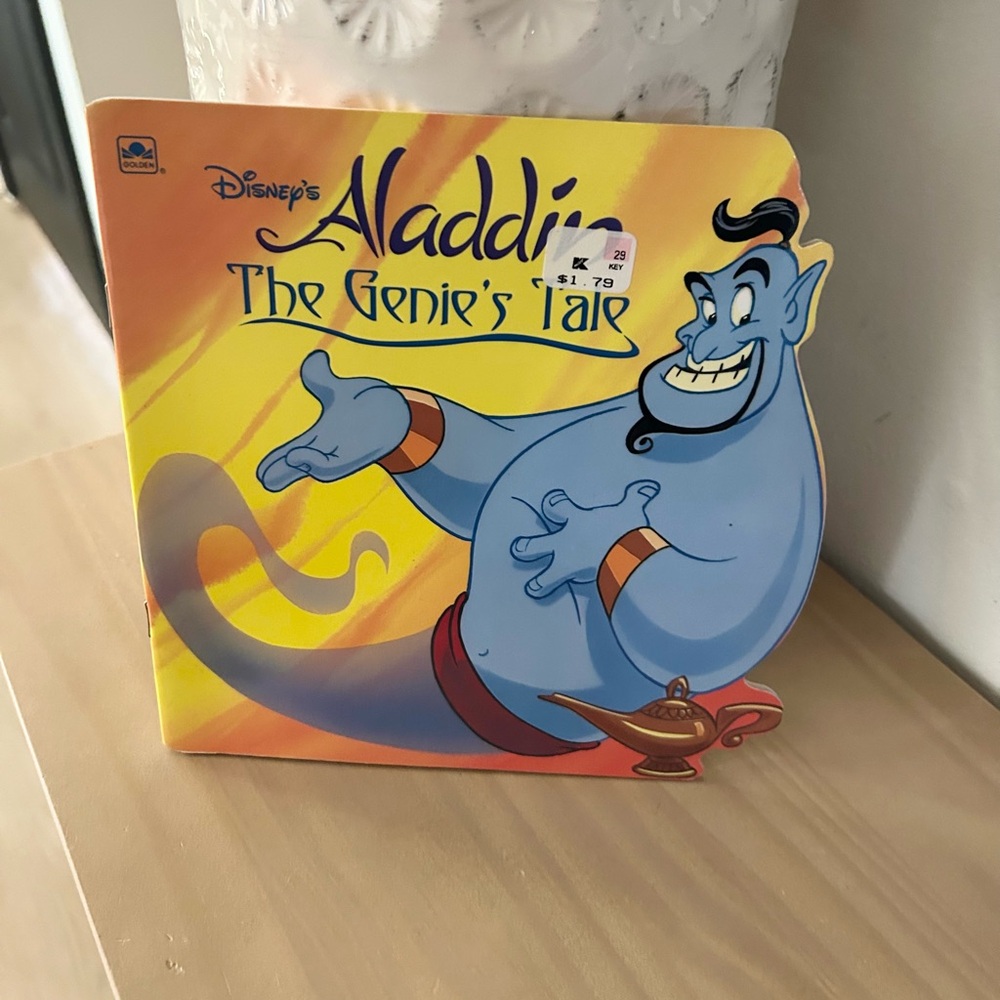 Vintage 1993 Disney Aladdin The Genie’s Tale Golden Shape Book